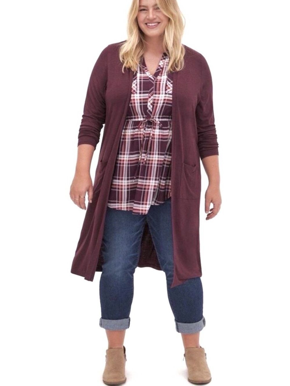 Torrid 2X Purple Knit Duster longline Sweater Cardigan open front pockets boho